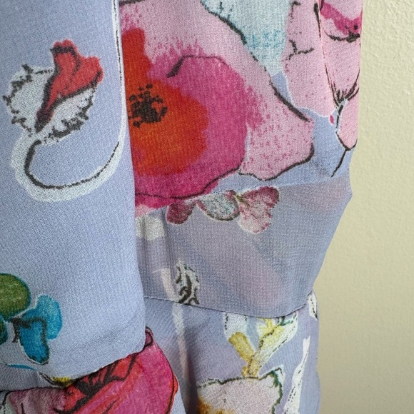 Rachelle Roy floral maxi, ruffles great movement semi sheer at waist size 0 - Picture 3 of 11